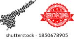 Mark mosaic map of Andhra Pradesh State and grunge ribbon watermark. Red stamp seal includes District of Columbia title inside ribbon.