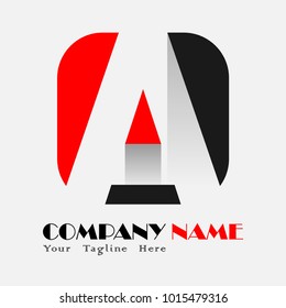 A mark negative space logo, Abstract icon with red and black colour for your company icon.