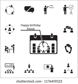 a mark on the calendar of a friend's birthday icon. Conversation and Friendship icons universal set for web and mobile
