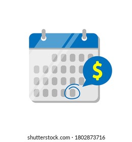 marca en el calendario para las fechas de pago concepto de ilustración vectorial de diseño plano. estilo simple de icono, logotipo, signo, símbolo, emblema