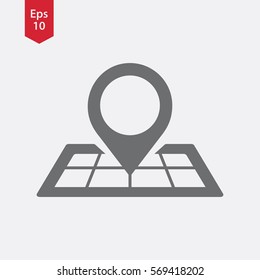 Mark On Map. Simple Flat Icon. Vector Illustrated Sign. Pin Symbol