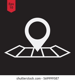 Mark On Map. Simple Flat Icon. Vector Illustrated Sign. Pin Symbol