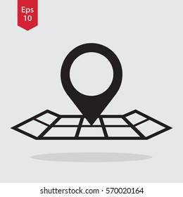 Mark On Map. Simple Flat Icon. Vector Illustrated Sign. Pin Symbol