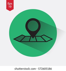 Mark On Map. Simple Flat Icon. Vector Illustrated Sign. Pin Symbol