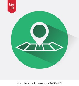 Mark On Map. Simple Flat Icon. Vector Illustrated Sign. Pin Symbol
