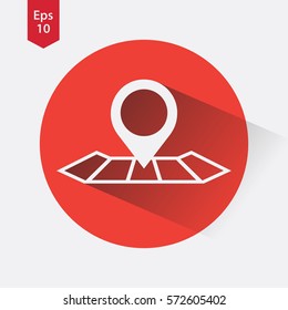 Mark On Map. Simple Flat Icon. Vector Illustrated Sign. Pin Symbol