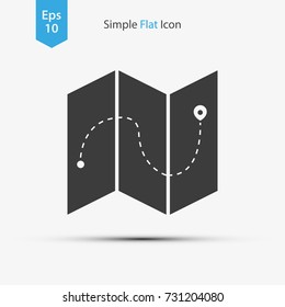 Mark On Map. Simple Flat Icon. Vector Illustrated Sign. Pin Symbol