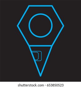 mark point icon  cyan line and black background
