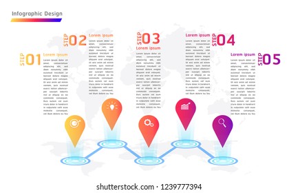 mark point infographic design 5 steps vector illustration eps10