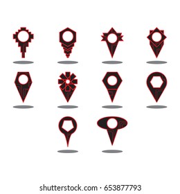 mark point symbol icon set with shadow