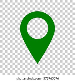 Mark pointer sign. Dark green icon on transparent background.