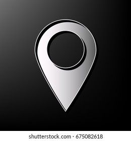 Mark pointer sign. Vector. Gray 3d printed icon on black background.