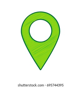 Mark pointer sign. Vector. Lemon scribble icon on white background. Isolated