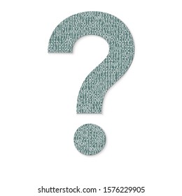 Mark of question from letters. FAQ button. Asking questions. Ask for help. Question mark stamp. Need information. Query. 3d vector illustration, EPS10