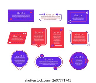 mark with quoted quote icon sign in vector double speech symbol, dialogue and concept quoted with comma inside square logotype, talk and discussion set element, graphic flat opinion modern shape