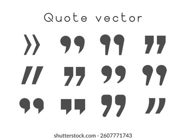 mark with quoted quote icon sign in vector double speech symbol, dialogue and concept quoted with comma inside square logotype, talk and discussion set element, graphic flat opinion modern shape