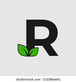 Mark R letter with double leaf Logo. Editable Logo