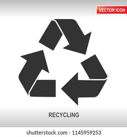 mark recycling black vector icon on white background