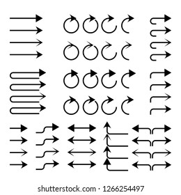 The mark set in black color. Direction arrow. Vector illustration