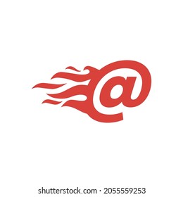 at mark sign fire flame hot logo vector icon illustration