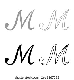 Marca símbolo conjunto ícone cinza preto cor vetor ilustração imagem simples sólido contorno contorno linha fino estilo plano