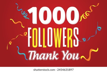 Mark a significant milestone in style with this eye-catching 1K followers vector art! Designed to commemorate reaching 1000 followers on social media platforms like Instagram, Twitter, or Facebook.