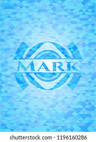 Mark sky blue emblem. Mosaic background