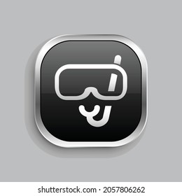 mark snorker icon design. Glossy Button style rounded rectangle isolated on gray background.. Vector illustration