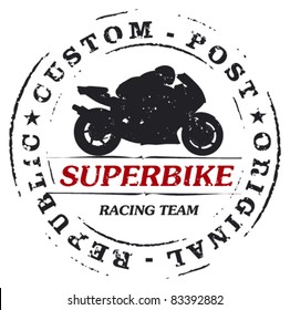 mark stamp with super bike and rider