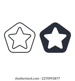 Mark with a star. Important, relevant. Bookmark. Vector linear icon isolated on white background.