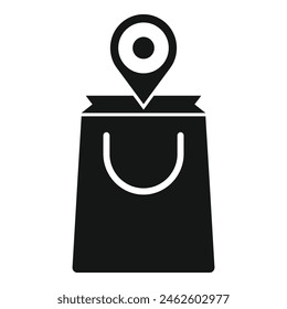 Mark store position icon simple vector. Online app. Shopping bag