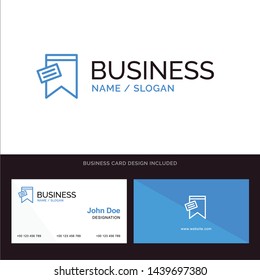 Mark, Tag, Sign, Text Blue Business logo and Business Card Template. Front and Back Design