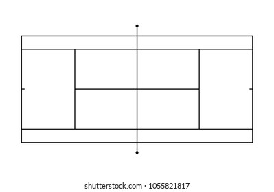 Mark up for tennis court isolated on white. Vector sport background.