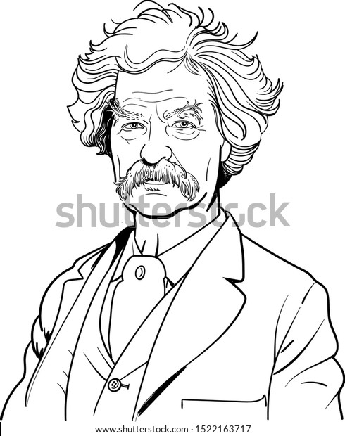 Mark Twain Cartoon Portrait Vector Stock Vector (Royalty Free) 1522163717