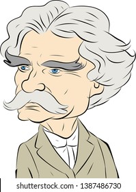 Mark Twain Vector  Caricature Portrait