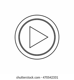 Mark video player icon in outline style isolated on white background. 