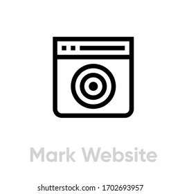 Mark Website Personal Targeting icon. Editable line vector. Browser window element with a round goal shape. Single pictogram.