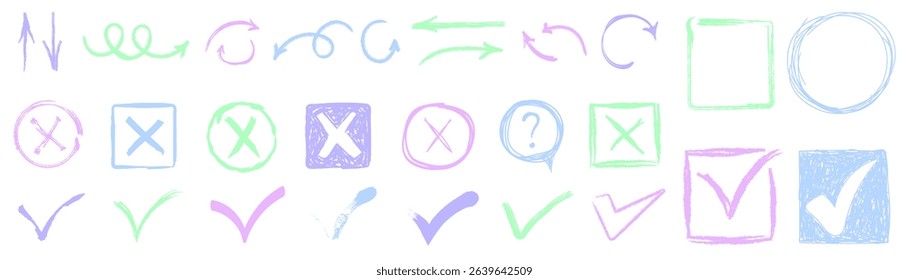 Mark with wrong red x symbol checkbox background element paint pencil doodle tick texture grunge square correct png icon true black vote sign brush checkmark sketch design

