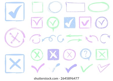 Mark with wrong red x symbol checkbox background element paint pencil doodle tick texture grunge square correct png icon true black vote sign brush checkmark sketch design

