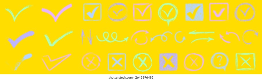 Mark with wrong red x symbol checkbox background element paint pencil doodle tick texture grunge square correct png icon true black vote sign brush checkmark sketch design

