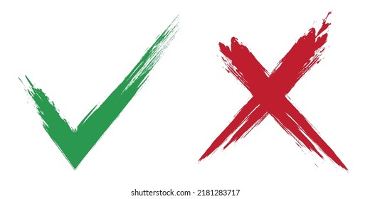 Сheck mark, X mark isolated on a white background. EPS10 vector. 