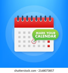 Mark Your Calendar For Landing Page Design. Calendar Reminder. Check Mark Icon