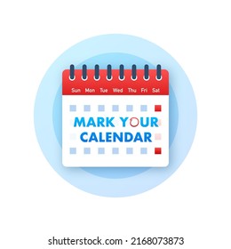 Mark Your Calendar For Landing Page Design. Calendar Reminder. Check Mark Icon