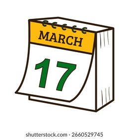 Mark your calendar for March 17th with this festive, hand-drawn calendar icon