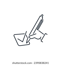 Mark your selection. Vector linear illustration icon isolated on white background.