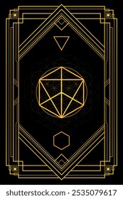 Markaba sacred geometry art deco style illustration. Tarot deck design. Elegant luxury spiritual vector art.