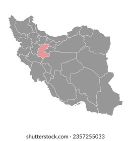 Markazi province map, administrative division of Iran. Vector illustration.