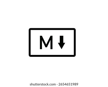 Icono de Markdown aislado sobre fondo blanco.