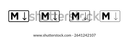 Markdown icon Outline sign symbol set