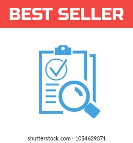 Marked Checklist Icon. Check Mark icon. Compliance Vector Sign. document search